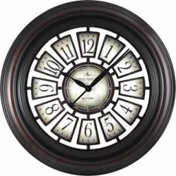 FirsTime Majestic 29 in. Round Hollow Wall Clock, Aged Espresso Brown thumbnail 2