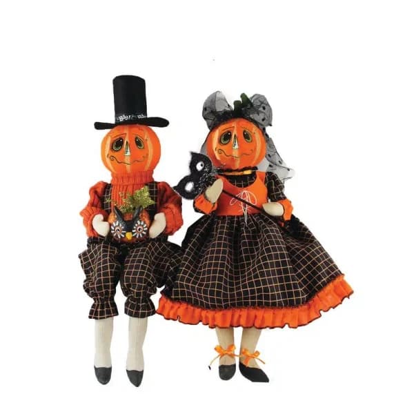 Santa's Workshop 18 in. Jack 'O Lantern Couple Halloween Tabletop Decoration Set