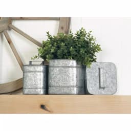 LITTON LANE Rustic Galvanized Iron Square Metal Storage Boxes with Lids, Set of 2 thumbnail 5