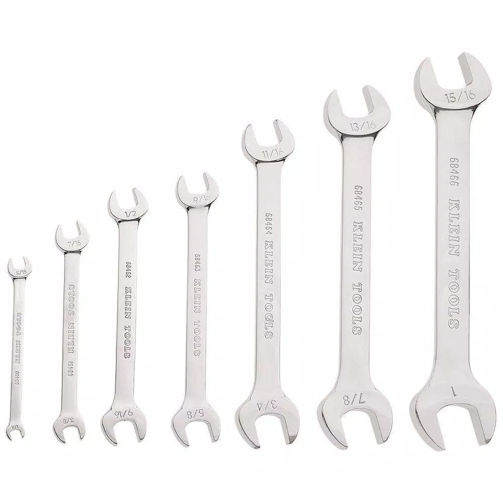 Klein Tools 7-Piece Open-End Wrench Set, Alloy Steel, 1/4 in. to 1 in.