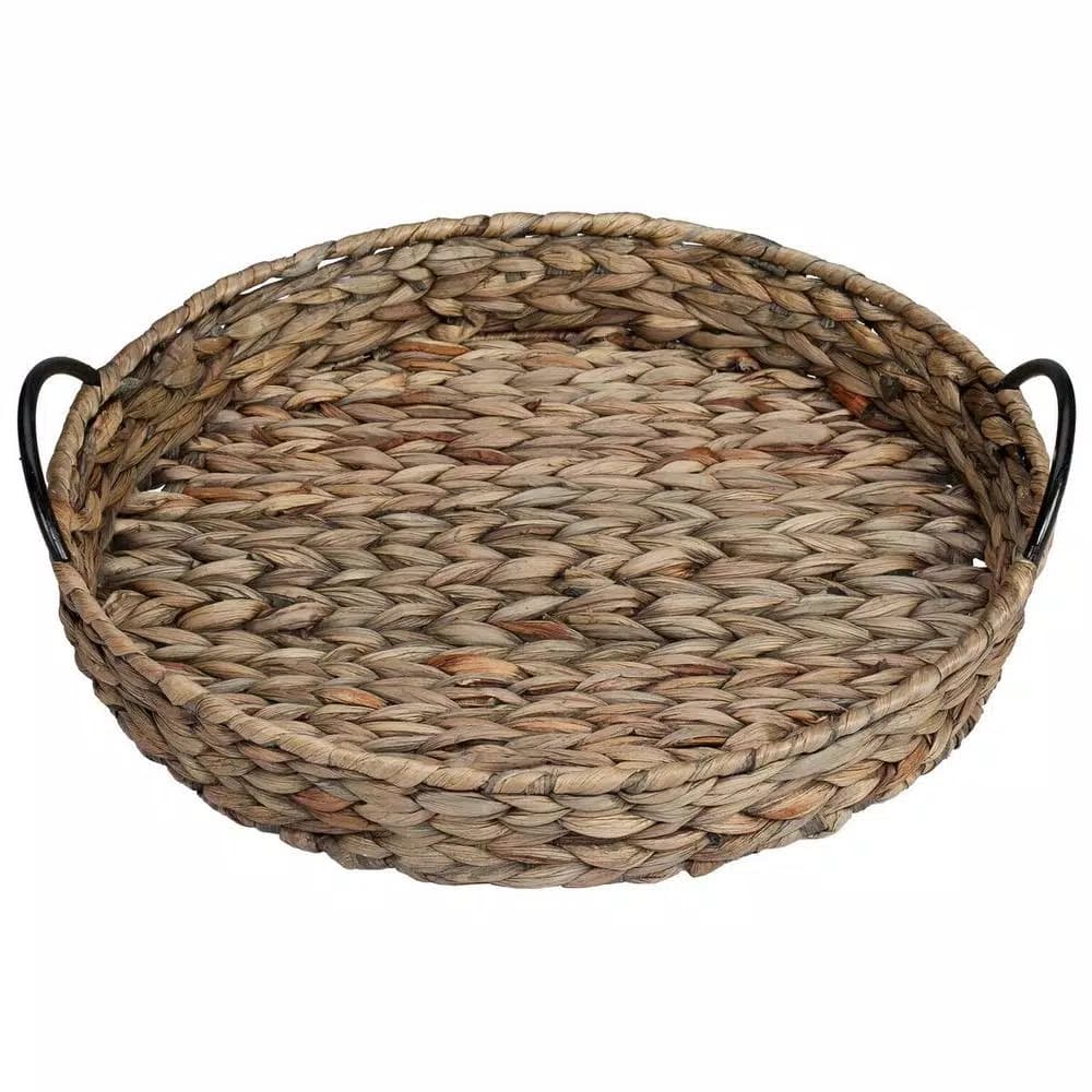 Unbranded CreativeWare Island Breeze 6-Compartment Ceramic Stoneware Server with Water Hyacinth Basket