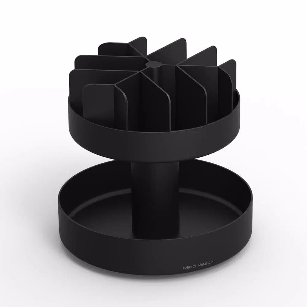 Mind Reader Black Coffee Condiment and Snack Organizer Station with Lazy Susan