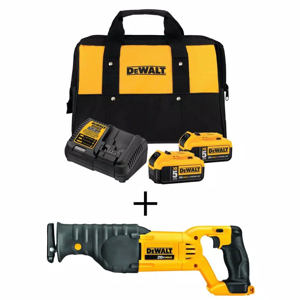 DEWALT 20V MAX Cordless Reciprocating Saw Kit with (2) 5.0 Ah Batteries and Charger