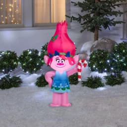 Home Accents Holiday DreamWorks Trolls Poppy Lighted Inflatable with Candy Cane, 3.5 ft Outdoor Holiday Decor thumbnail 2