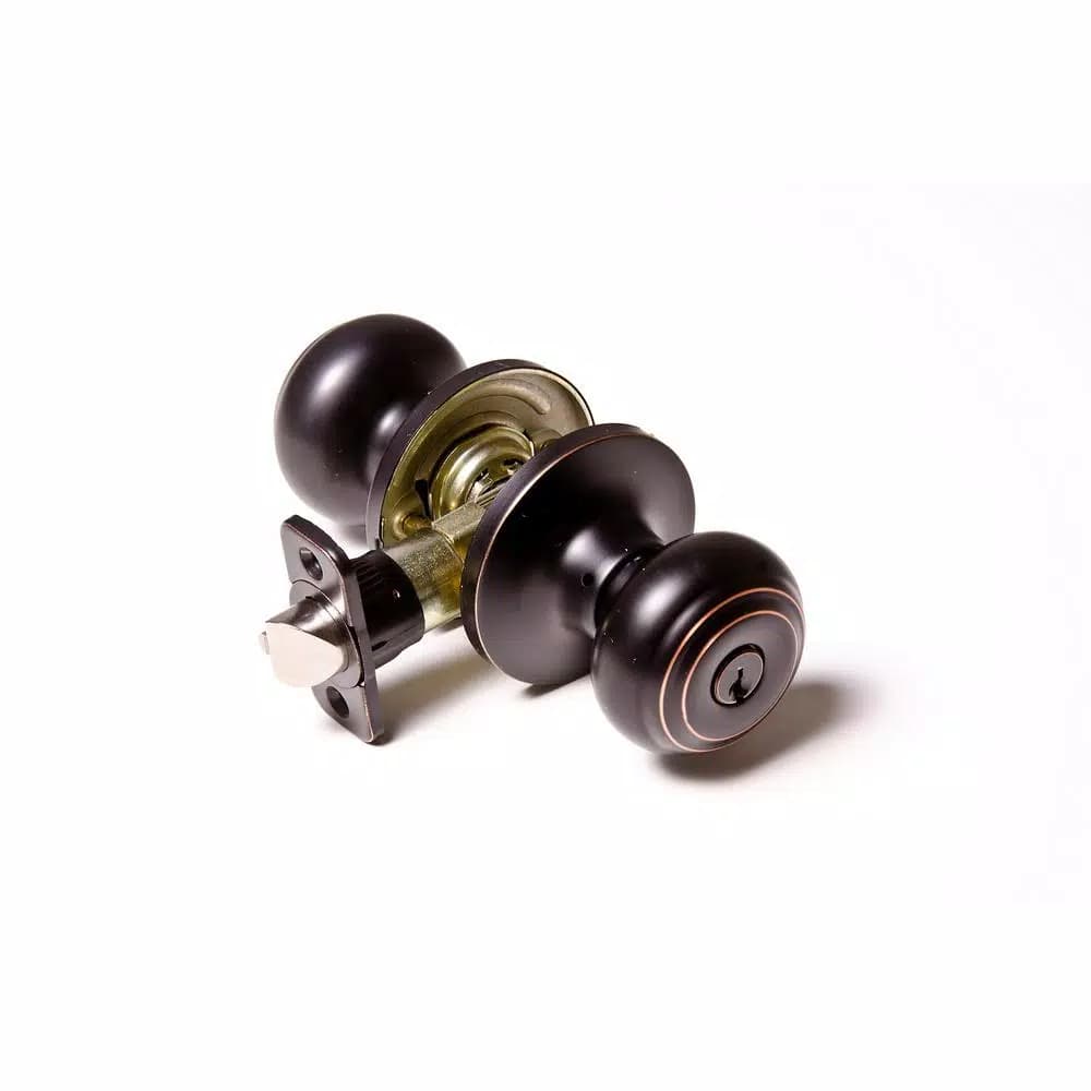 Honeywell Oil Rubbed Bronze Entry Door Knob, Keyed Entry, ANSI Grade 3