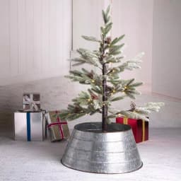Glitzhome 22 in. Galvanized Metal Tree Collar - Rustic Christmas Tree Base Decor thumbnail 5