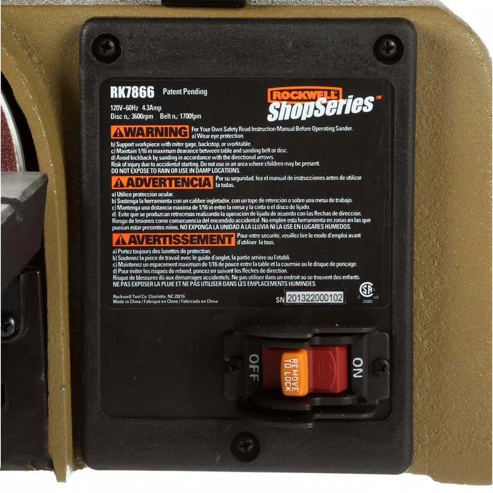 Shop Series Rockwell 4.3 Amp 2-in-1 Belt and Disc Sander, 4 in. x 36 in. Belt, 6 in. Disc
