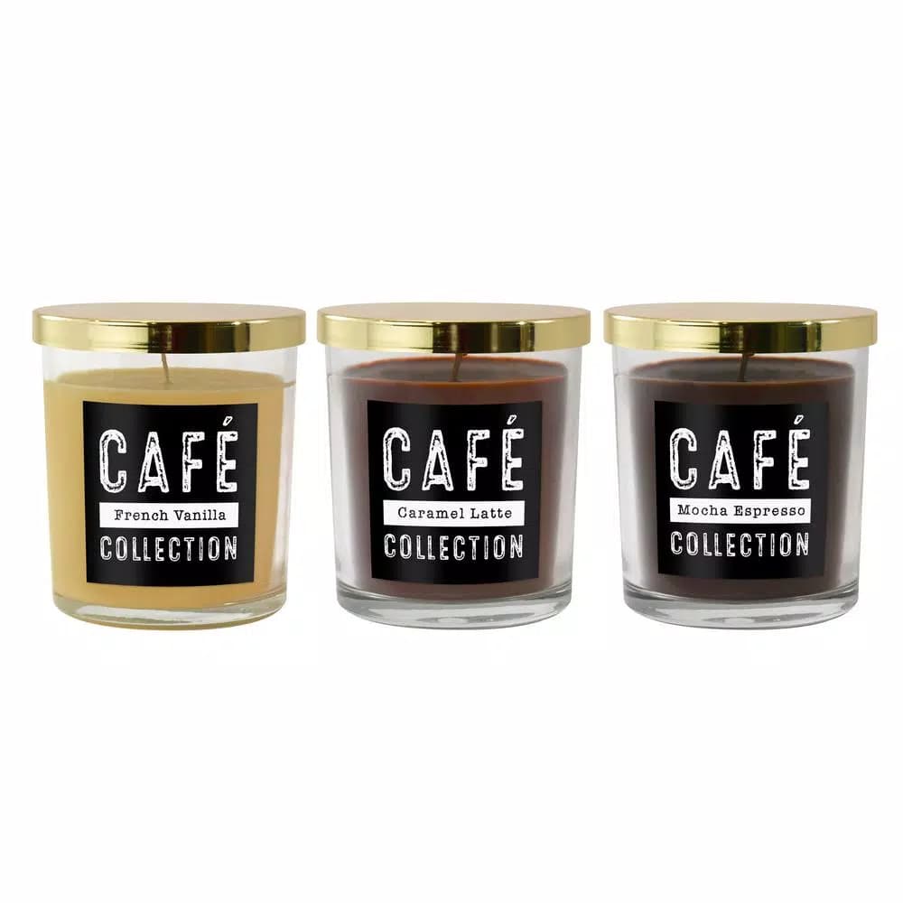 LUMABASE Coffee Cafe Collection Scented Candles, 10 oz. Glass Jars, Set of 3