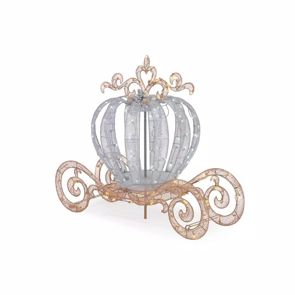 Home Accents Holiday 4 ft. LED Twinkling Carriage Yard Decoration - Silver Holiday Display