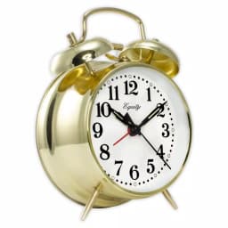 Equity by La Crosse Analog 4.5 in. Gold Metal Twin Bell Keywind Alarm Clock thumbnail 3