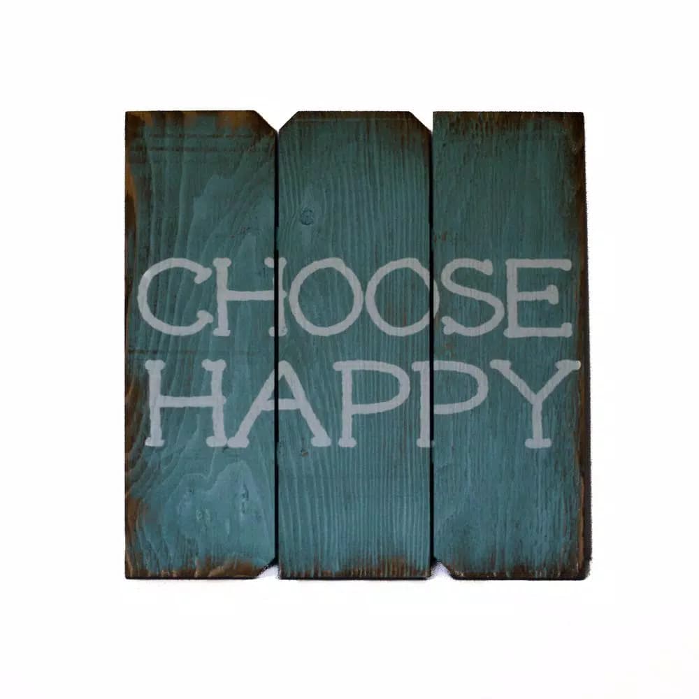 Unbranded Boulder Innovations 16 in. x 16 in. Choose Happy Wooden Wall Art Sign