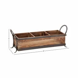 LITTON LANE Rustic Elegance 23" Wood and Iron 3-Compartment Rectangular Farmhouse Tray thumbnail 7