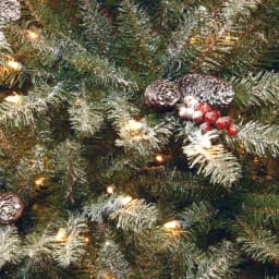 National Tree Company 7 ft. Dunhill Fir Pre-Decorated Artificial Christmas Tree with Snow, Red Berries, Cones and 700 Clear Lights thumbnail 3