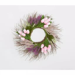 Worth Imports 22 in. Pink and Purple Tulip and Lavender Silk Wreath on Natural Twig Base thumbnail 1