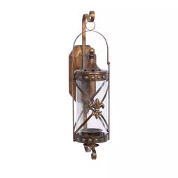 LITTON LANE Old World Riveted Burnished Bronze Iron Candle Sconce with Fleur-de-lis Motif thumbnail 2