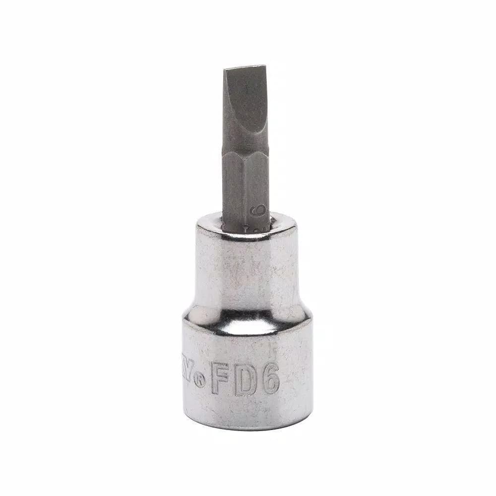 Husky 3/8 in. Drive 6 mm Slotted Bit Socket, Chrome Alloy Steel