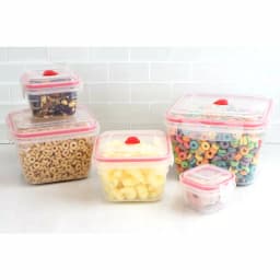 Unbranded 10-Piece Locking Square Plastic Food Storage Container Set with Steam-Vented Lids, Red thumbnail 2