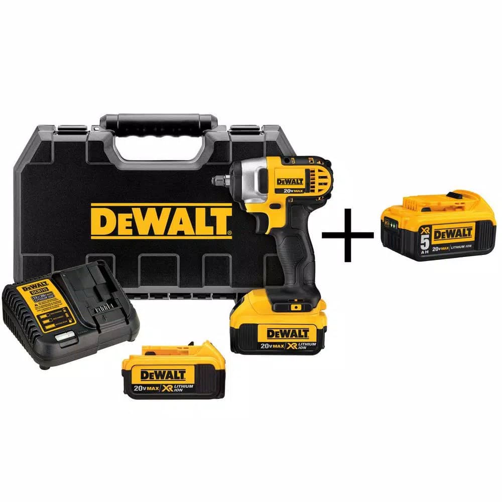 DEWALT 20V MAX Cordless 3/8 in. Impact Wrench Kit with 3 Batteries and Charger