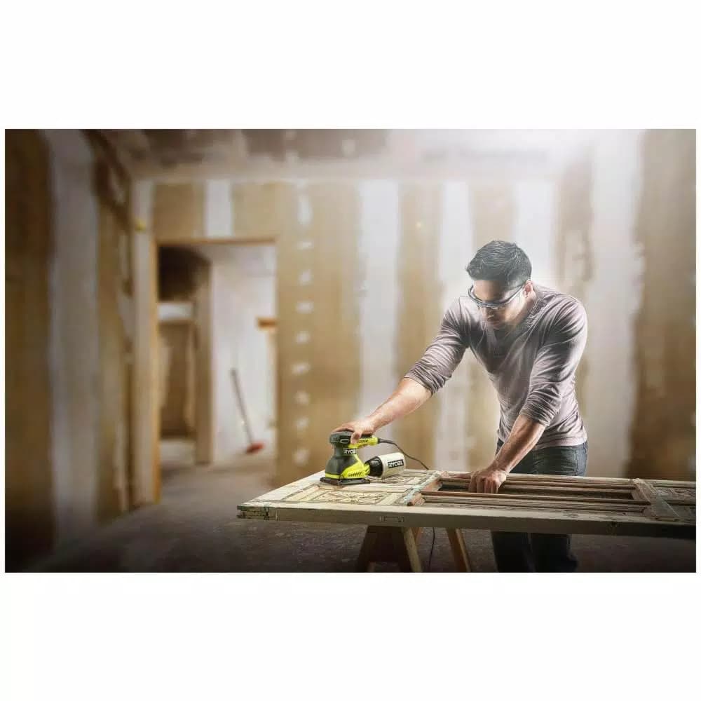 RYOBI 2 Amp Corded 1/4 Sheet Sander with 14,000 OPM and Carrying Case