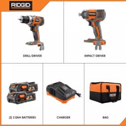 RIDGID 18V Lithium-Ion Cordless Drill/Driver and Impact Driver 2-Tool Combo Kit thumbnail 2