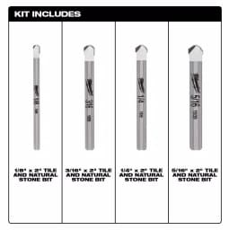 Milwaukee 4-Piece Carbide Tile and Natural Stone Drill Bit Set thumbnail 3