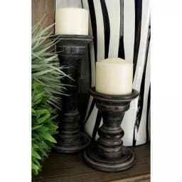 LITTON LANE Distressed Black Mango Wood Candle Holder Set of 3 - Rustic Tapered Design thumbnail 4