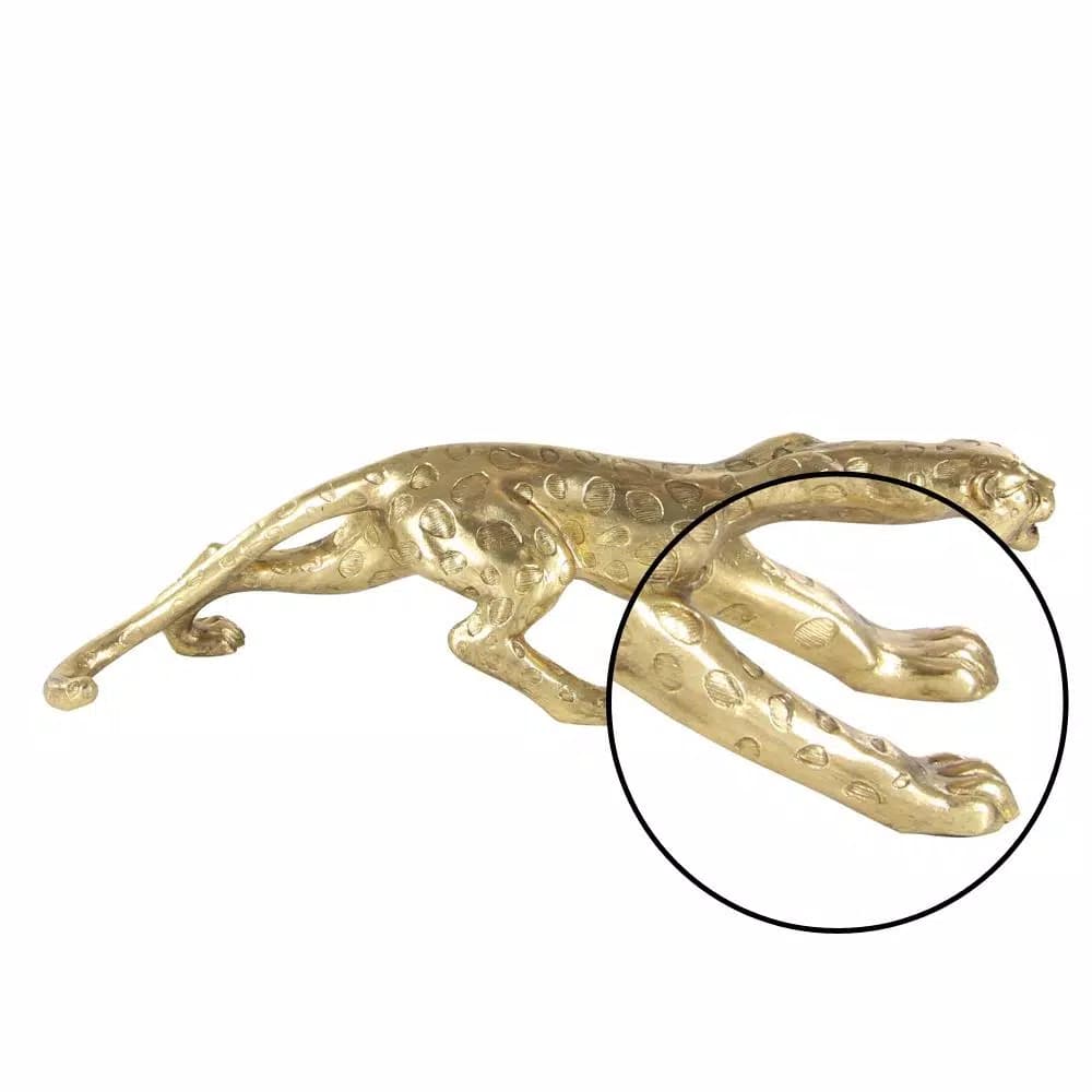 LITTON LANE 34 in. Wild Life Leopard Sculpture in Polished Gold Polystone