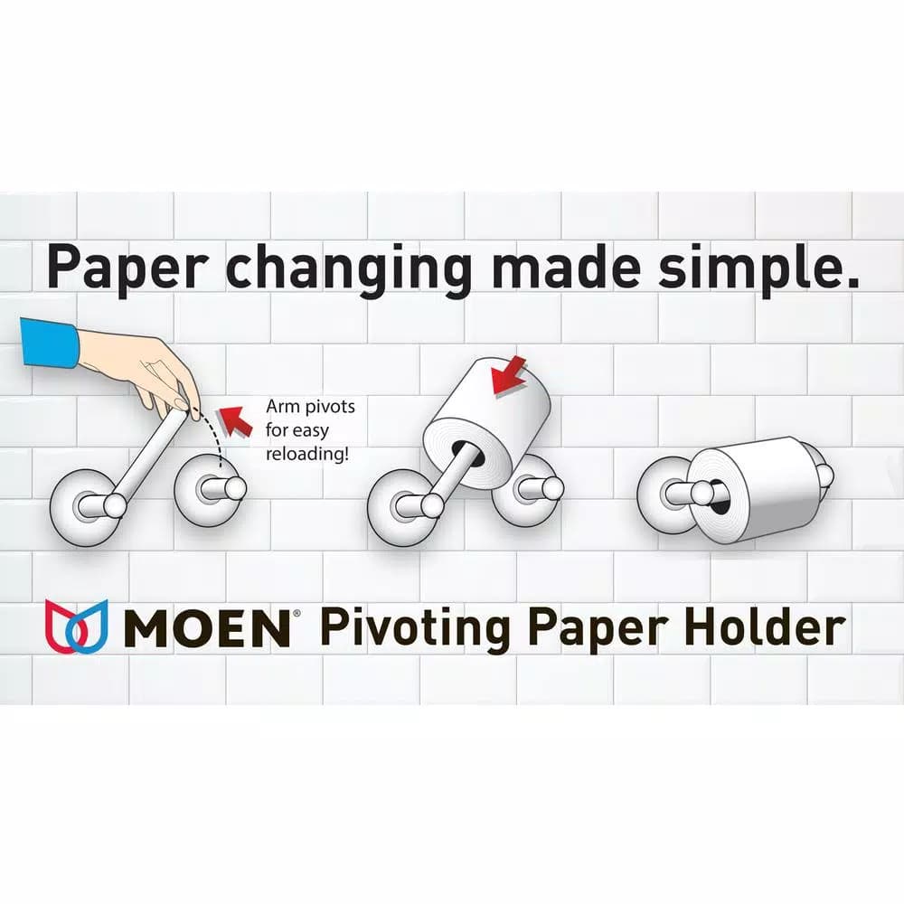 Moen Stockton Freestanding Pivoting Toilet Paper Holder, Brushed Nickel