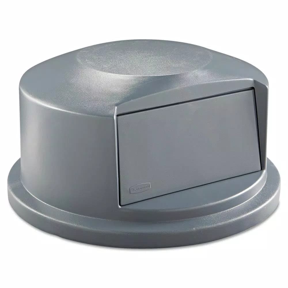 Rubbermaid Commercial Products Rubbermaid Commercial Brute 44 Gallon Round Trash Can Dome Lid with Push Door, Gray