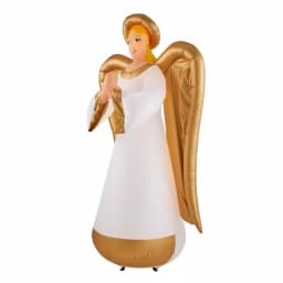 Airblown 8 ft. Inflatable Fuzzy Luxe Angel with Gold Metallic Accents - Religious Christmas Decor thumbnail 3