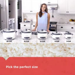 BLACK+DECKER 3-Cup White Electric Rice Cooker with Steaming Basket and Non-Stick Pot thumbnail 9