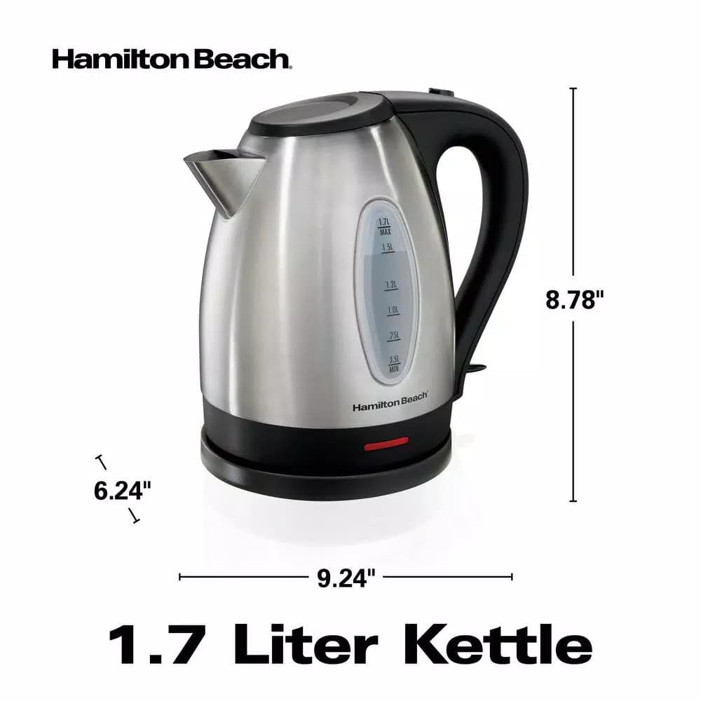 Hamilton Beach 1.7L Stainless Steel Electric Kettle, 7-Cup Rapid Boil