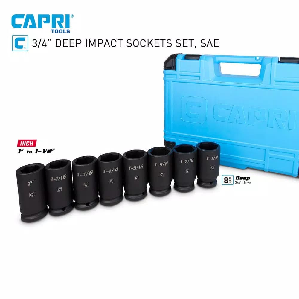 Capri Tools 3/4 in. Drive SAE Deep Impact Socket Set, 8-Piece