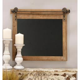 LITTON LANE Rectangular Wooden Chalkboard Memo Board with Rustic Iron Rail thumbnail 1