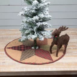 VHC Brands Tea Star 21 in. Traditional Christmas Mini Tree Skirt - Reversible Primitive Decor thumbnail 4
