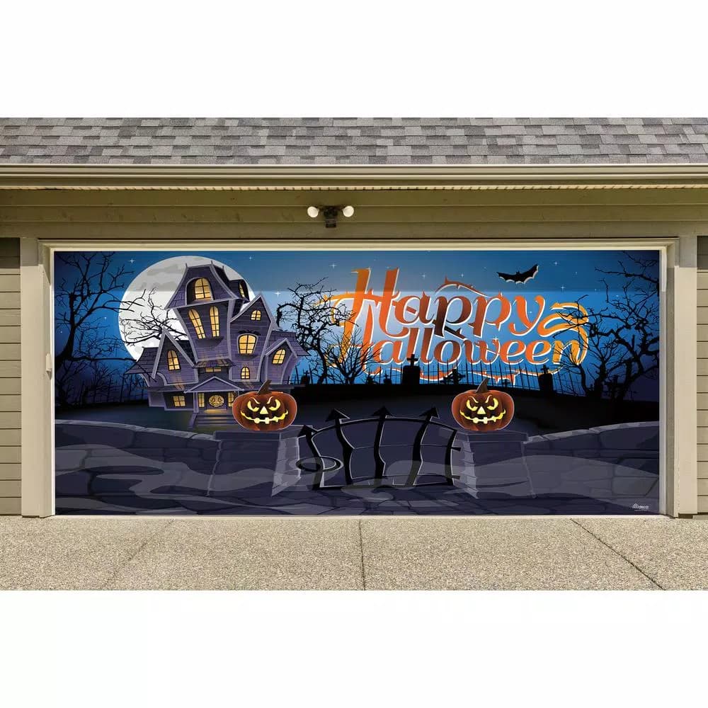 My Door Decor 7 ft. x 16 ft. Haunted Mansion Halloween Garage Door Banner Mural