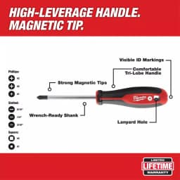 Milwaukee 8-Piece Screwdriver Set with Magnetic Hardened Tips thumbnail 7