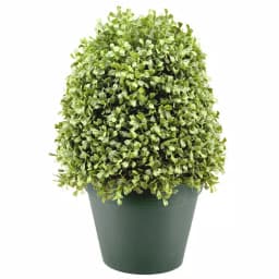 National Tree Company 15 in. Artificial Boxwood Bush in Dark Green Round Plastic Urn thumbnail 1