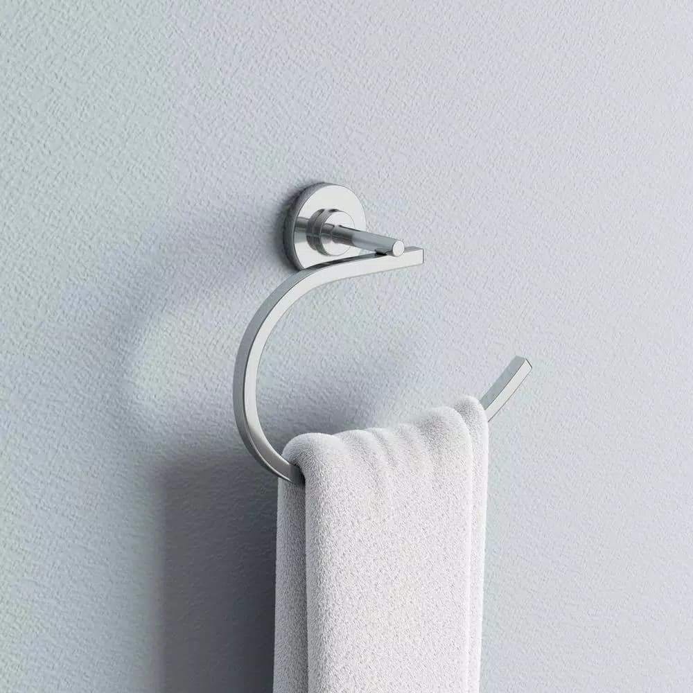 Fresca Alzato Chrome Towel Ring by Fresca - Heavy Duty Brass Hand Towel Holder