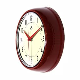 Infinity Instruments 9.5 in. Red Retro Round Metal Wall Clock thumbnail 4