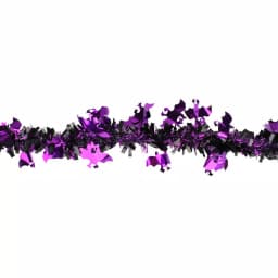 Northlight 50 ft. Black and Purple Bat Halloween Tinsel Garland, Unlit thumbnail 2