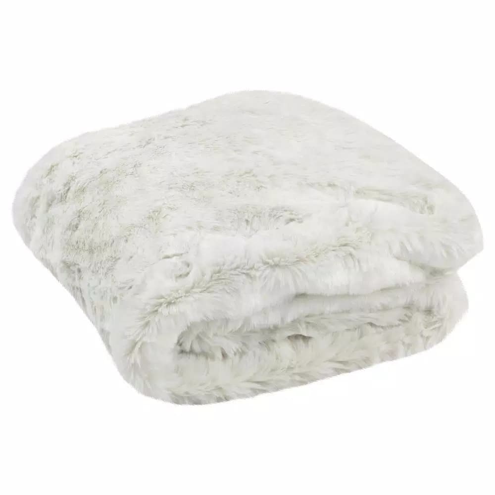 Safavieh Faux Chinchilla Snow White Throw Blanket, 50 x 60 in, Glam Style