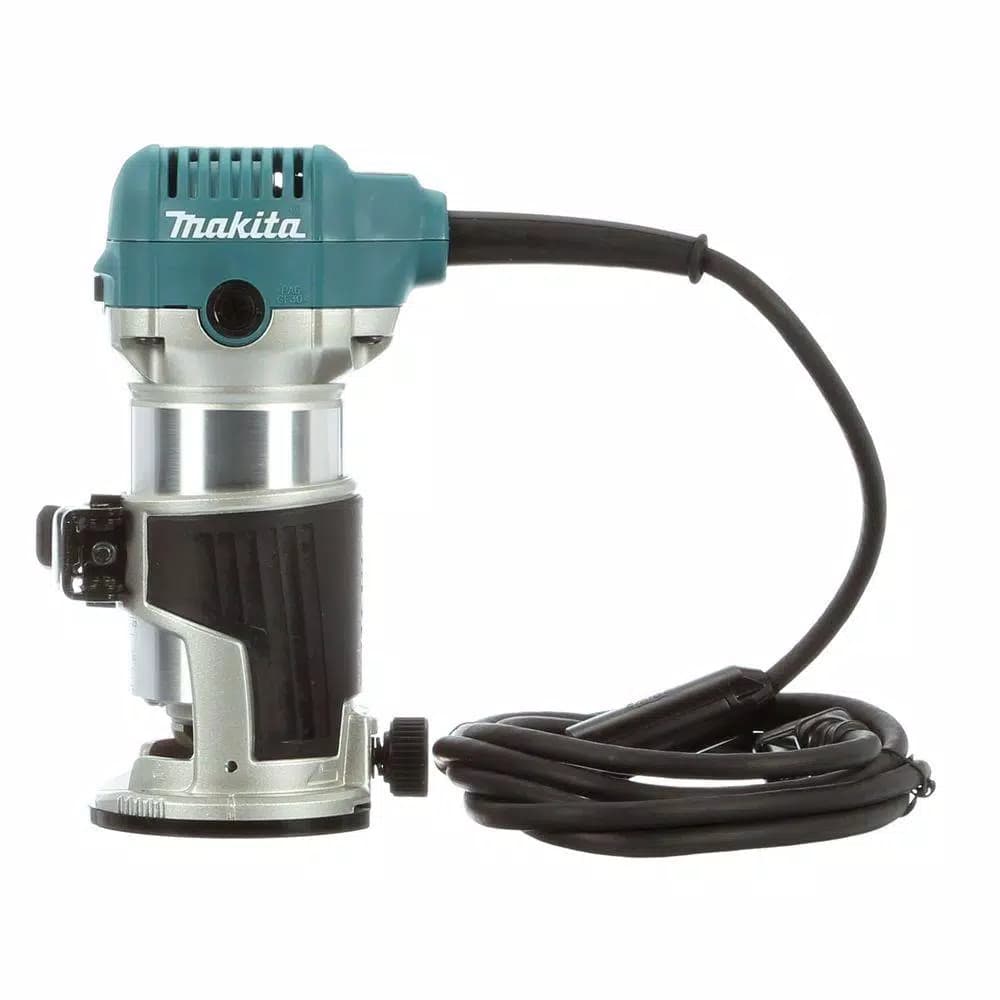Makita 1-1/4 HP 6.5 Amp Corded Compact Router with Variable Speed and Quick-Release Fixed Base