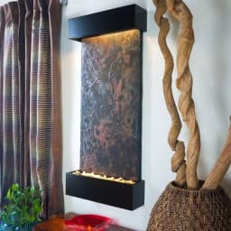 Water Wonders Large Nojoqui Falls Lightweight Slate Wall Fountain with Black Onyx Trim thumbnail 1