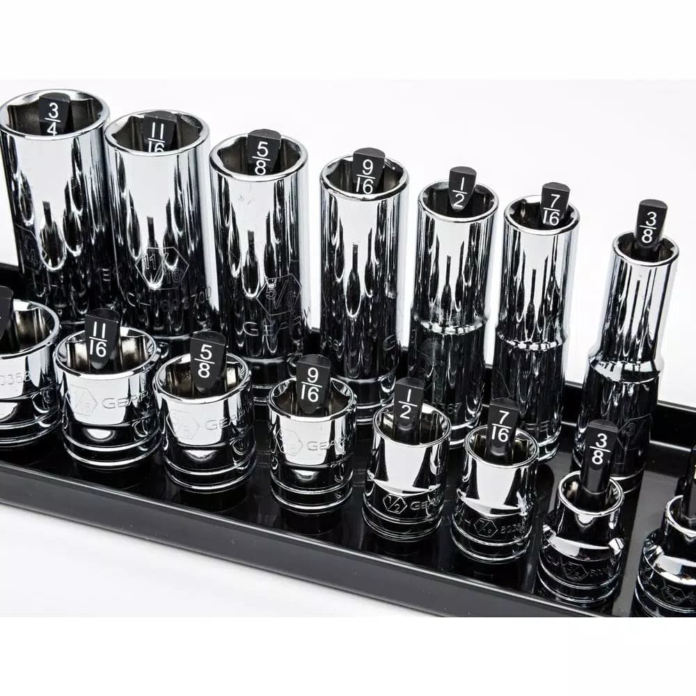 GearWrench 3-Piece Socket Tray Set for 1/4 in., 3/8 in., and 1/2 in. Drive Sizes