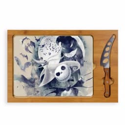 TOSCANA Jack and Zero Icon Glass Top Serving Tray and Cheese Knife Set, Rubberwood & Bamboo thumbnail 1