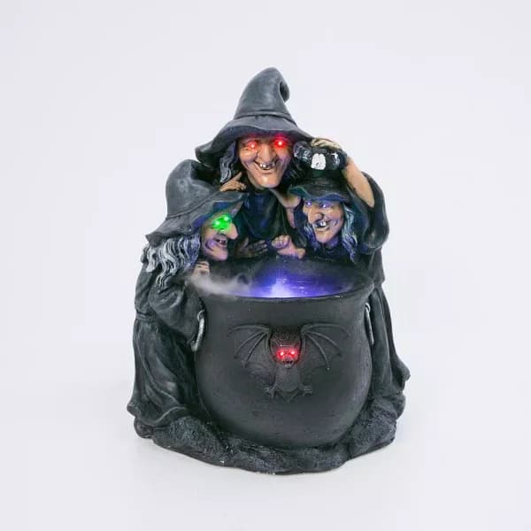 Gerson 23 in. Illuminated Smoking Witches Cauldron Halloween Decor - Color Changing LED & Water Vapor