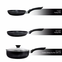 Classic Cuisine Allumi-Shield 15-Piece Nonstick Aluminum Cookware Set with Lids, Black thumbnail 4