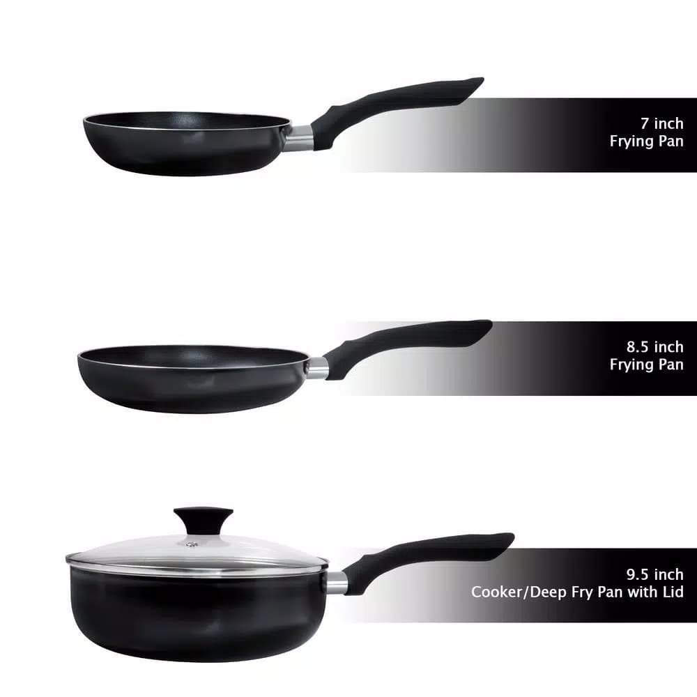 Classic Cuisine Allumi-Shield 15-Piece Nonstick Aluminum Cookware Set with Lids, Black