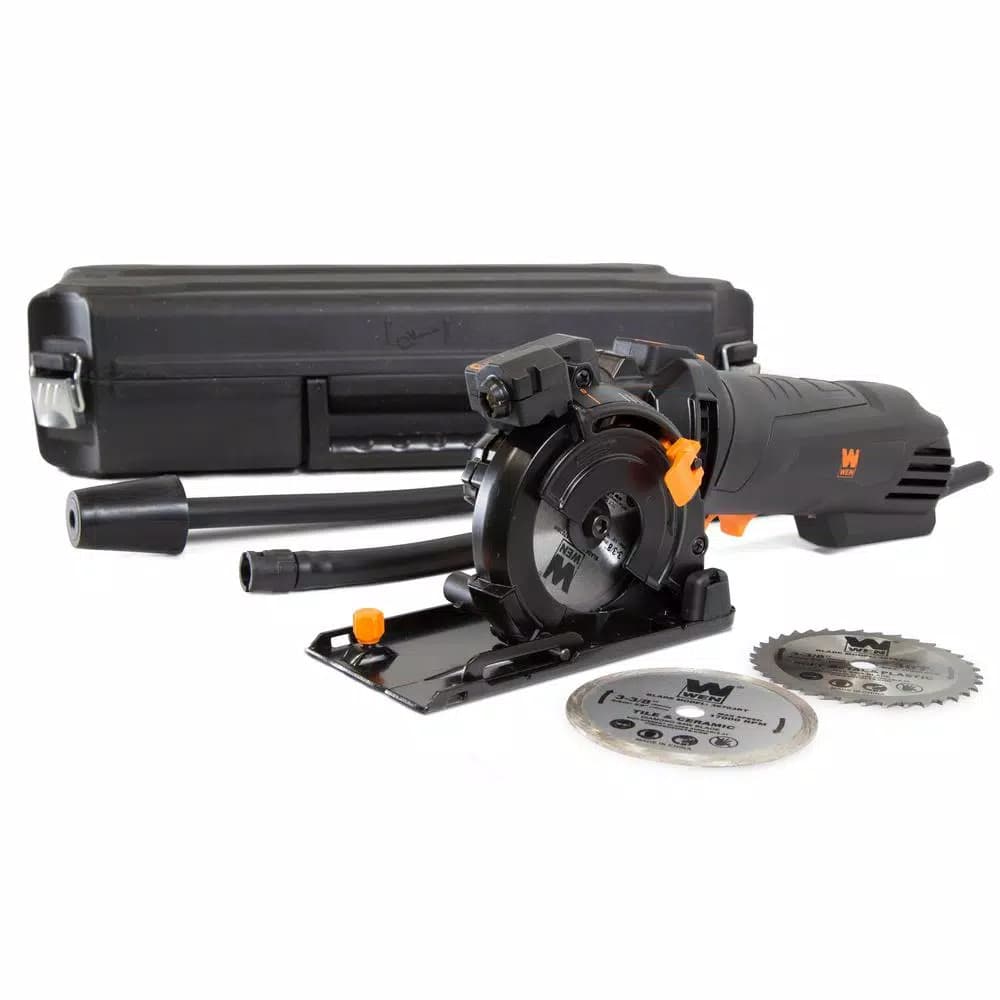 WEN 4.2 Amp 3-3/8 in. Plunge Cut Compact Circular Saw with Laser Guide and Carrying Case